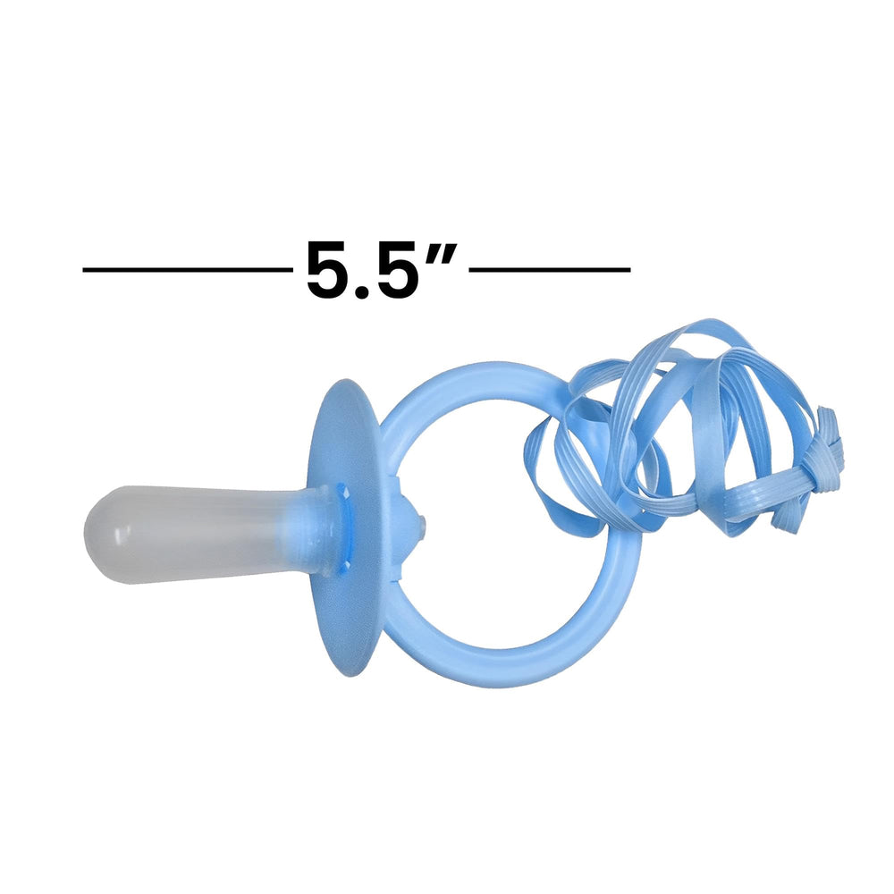 Forum Novelties Jumbo Pacifier Blue closeup, attention-grabbing humorous party accent.