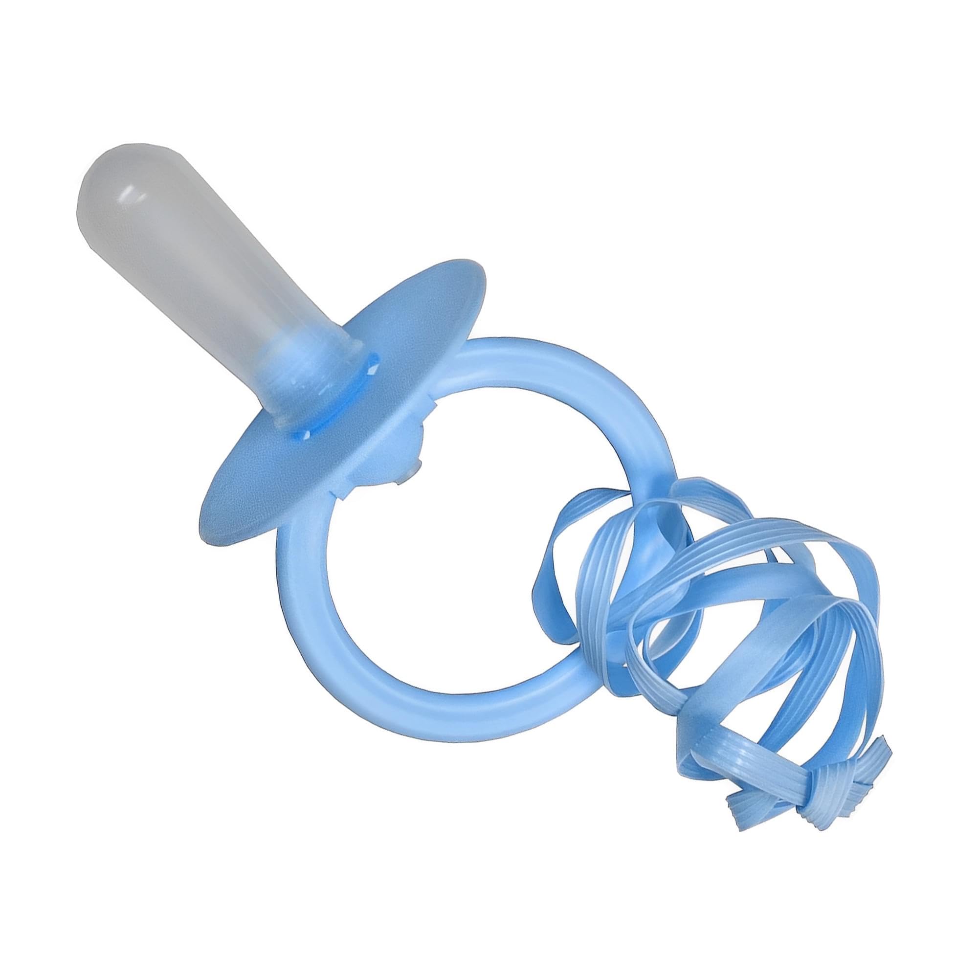 Forum Novelties Jumbo Pacifier Blue front view, a playful gag gift for parties and showers.