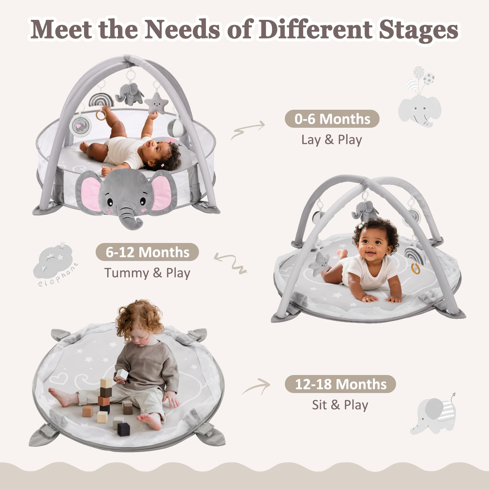 Foryoomi baby activity mat offers tactile exploration and interactive play opportunities.