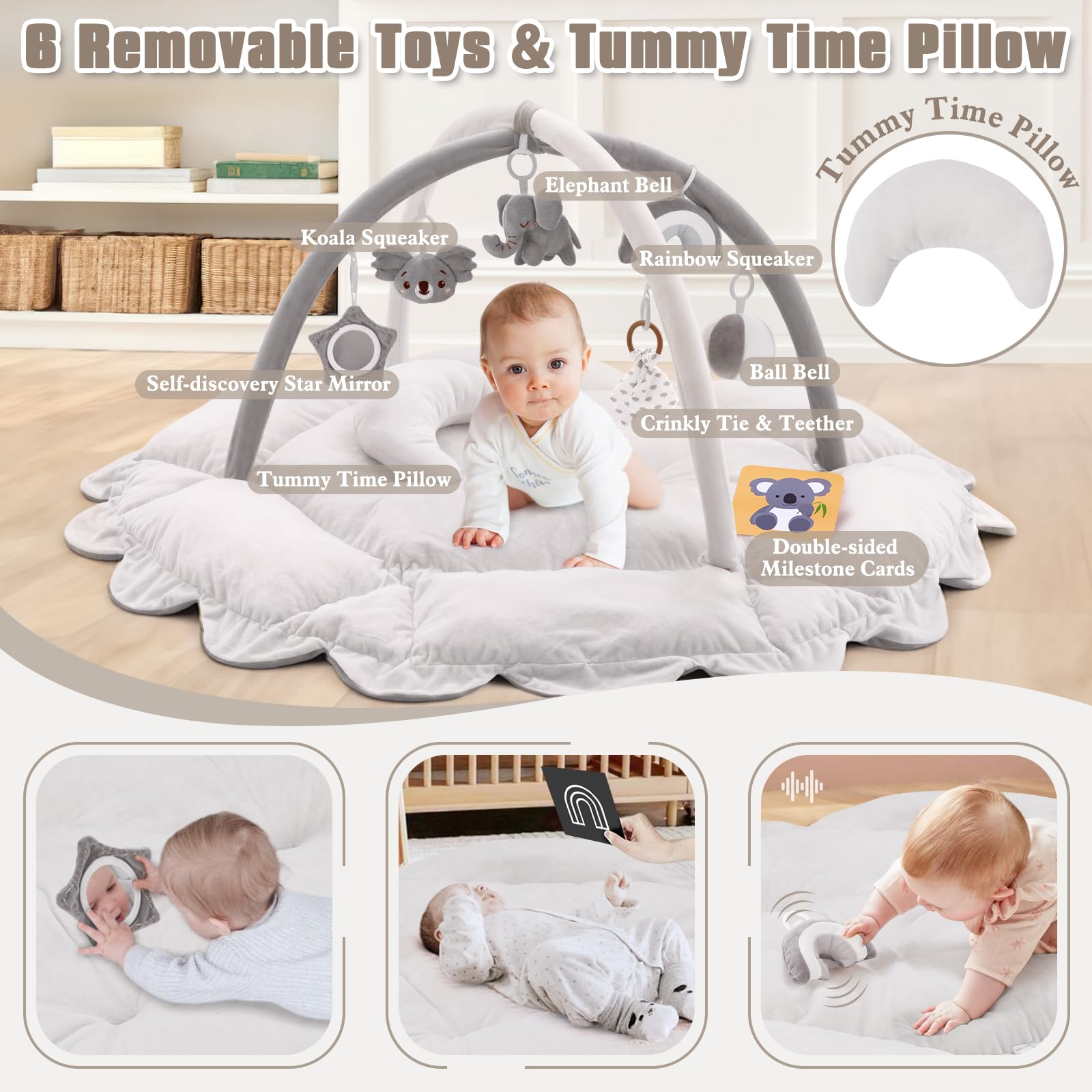 Foryoomi baby gym with convertible pillow delivers snug, easy-to-use play for daily routines.