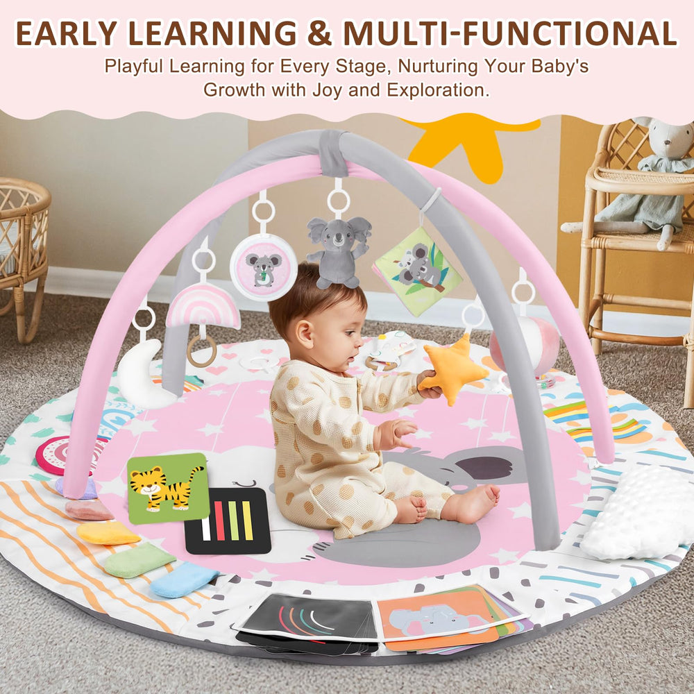 Foryoomi Baby Play Gym Koala Pink detachable toys for tactile play