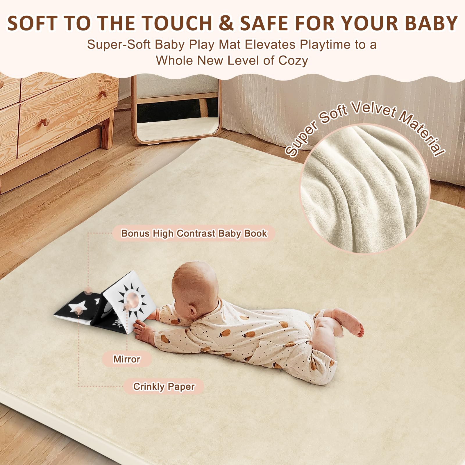 Foryoomi baby play mat 50x50 size fits playpens and nurseries.