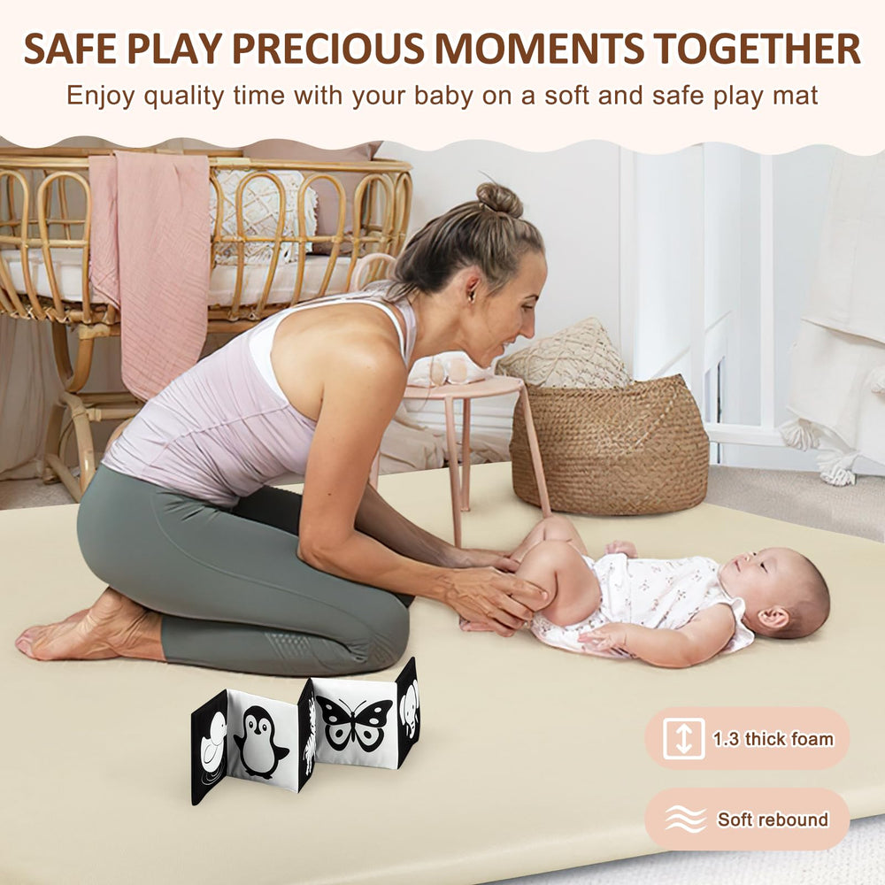 Foryoomi 50x50 mat provides ample space for rolling and exploration.