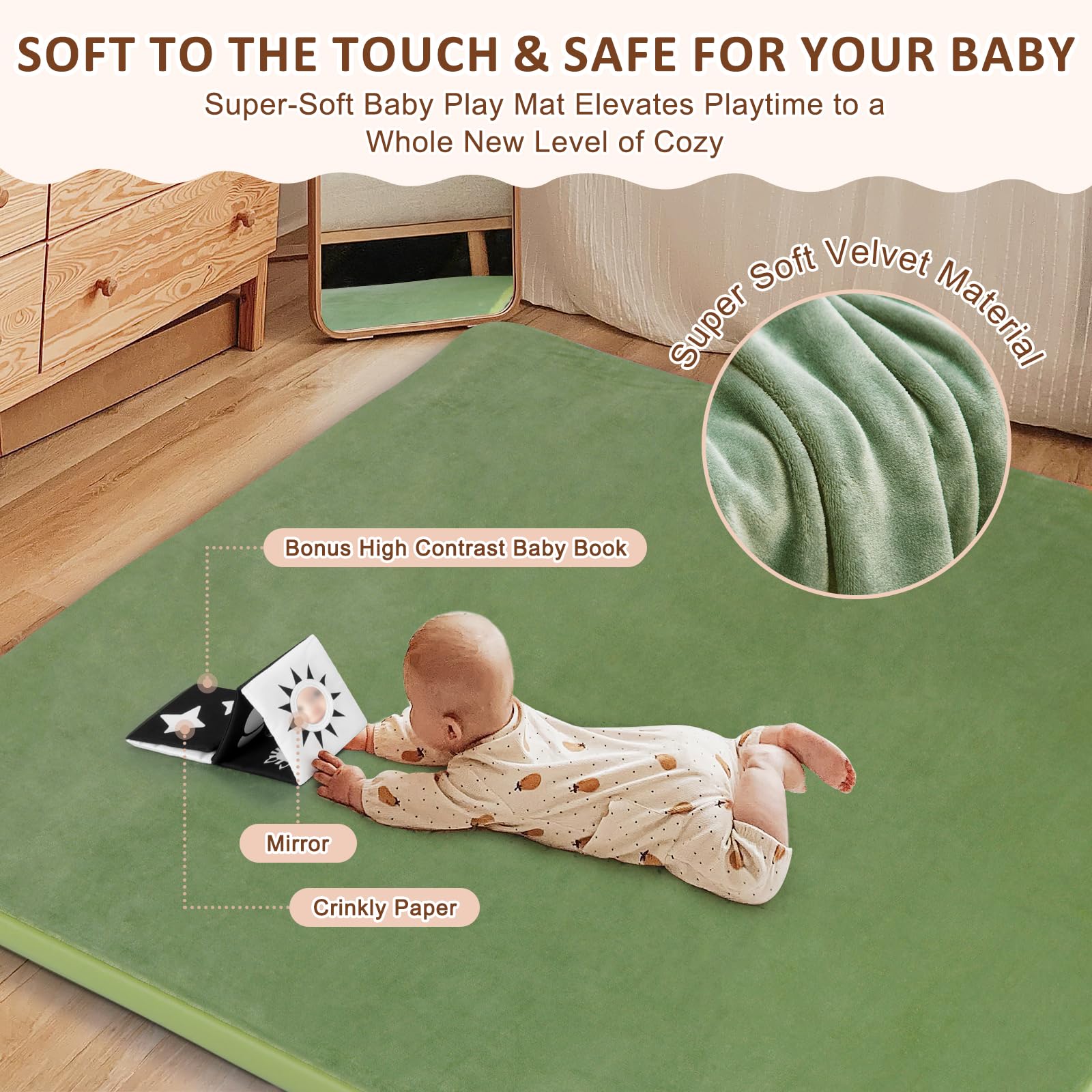 Foryoomi fits modern nurseries with neutral green tones and durable construction.