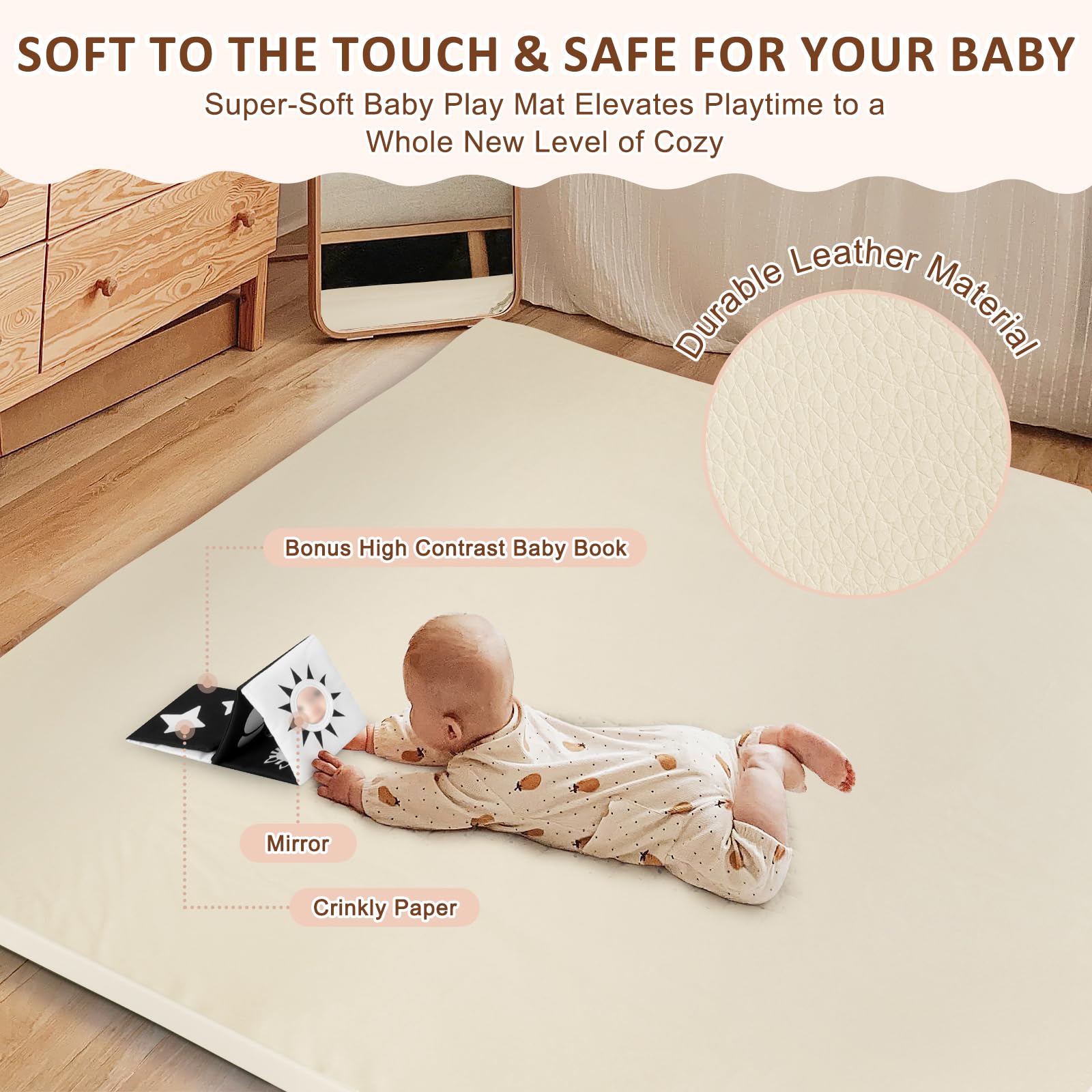 Foryoomi baby play mat in nursery promotes safe tummy time play.