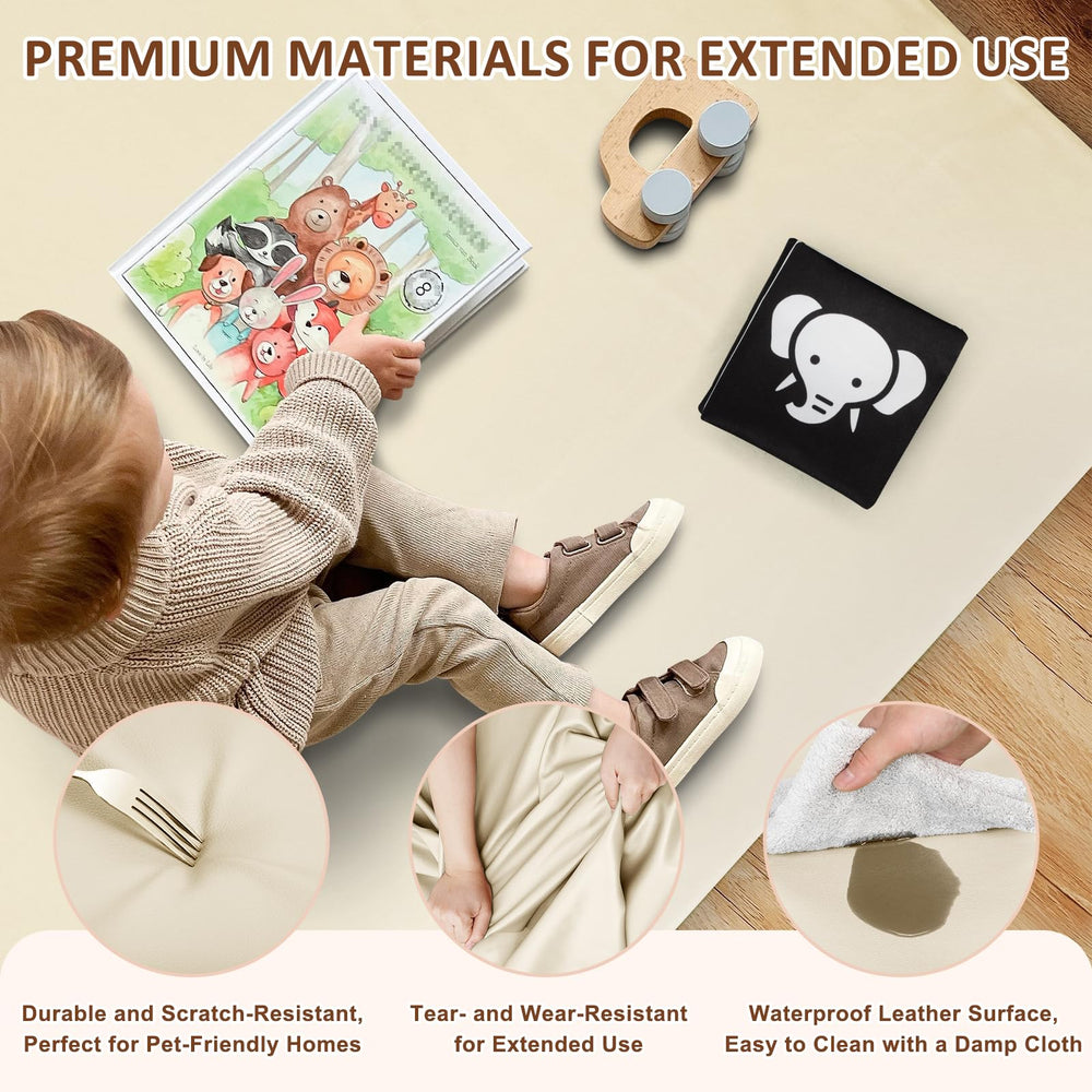 Foryoomi baby play mat waterproof surface during spills is easy to wipe.