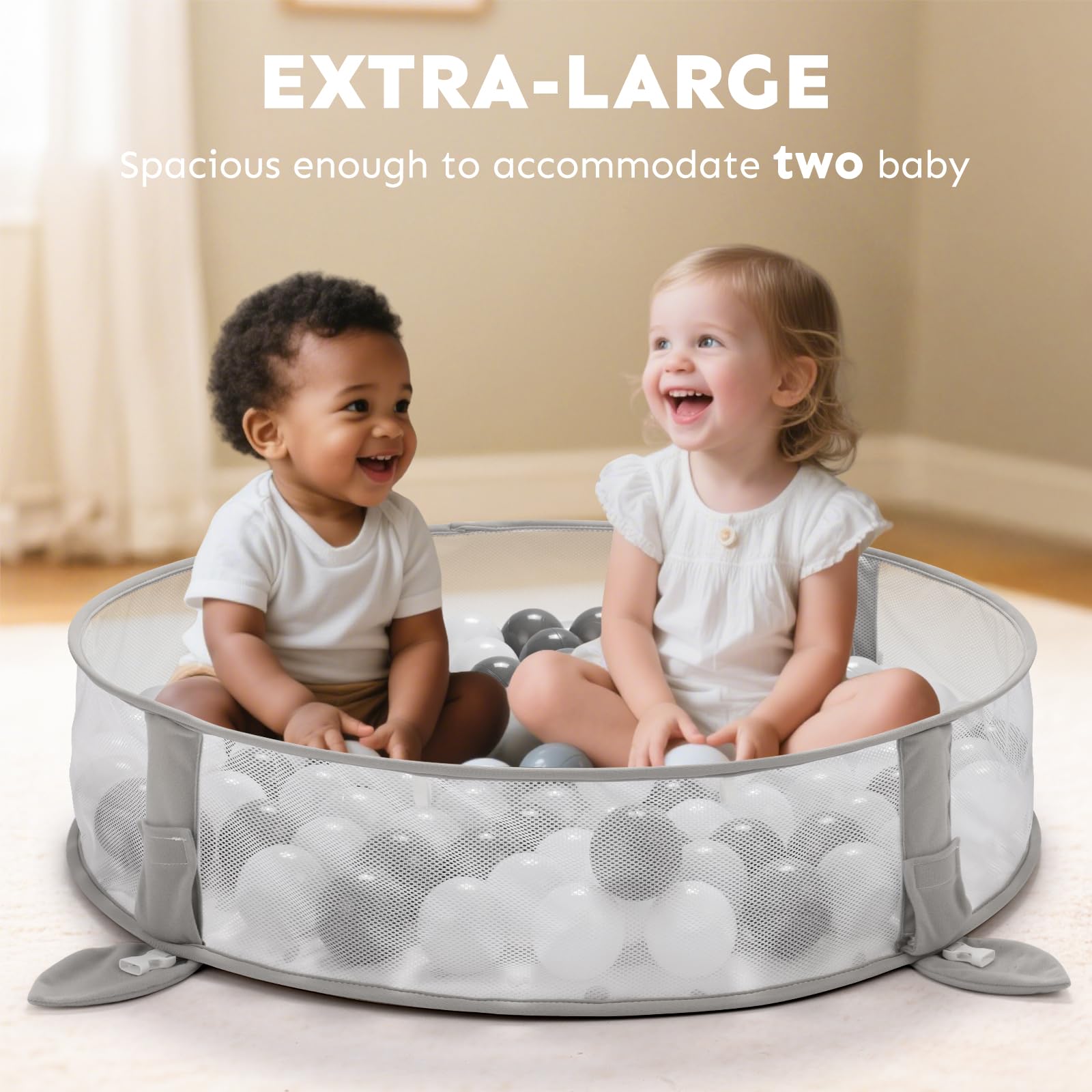 Foryoomi ball pit with 10 colorful balls encourages safe, engaging play sessions.