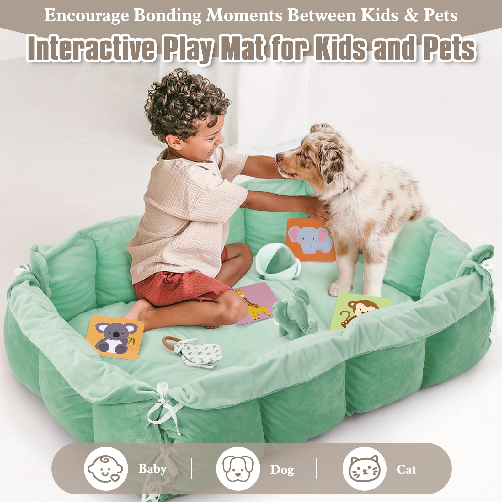 Foryoomi rectangular sage-green design blends with nursery decor while offering a roomy play area.