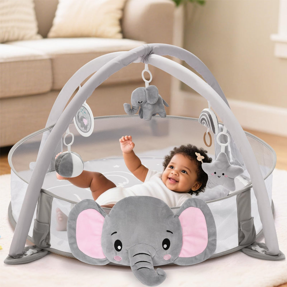 Foryoomi rainbow storage bag keeps toys and essentials organized.