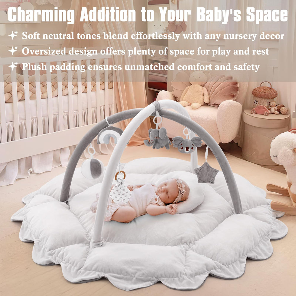 Foryoomi tummy time pillow adds soft support during floor play.