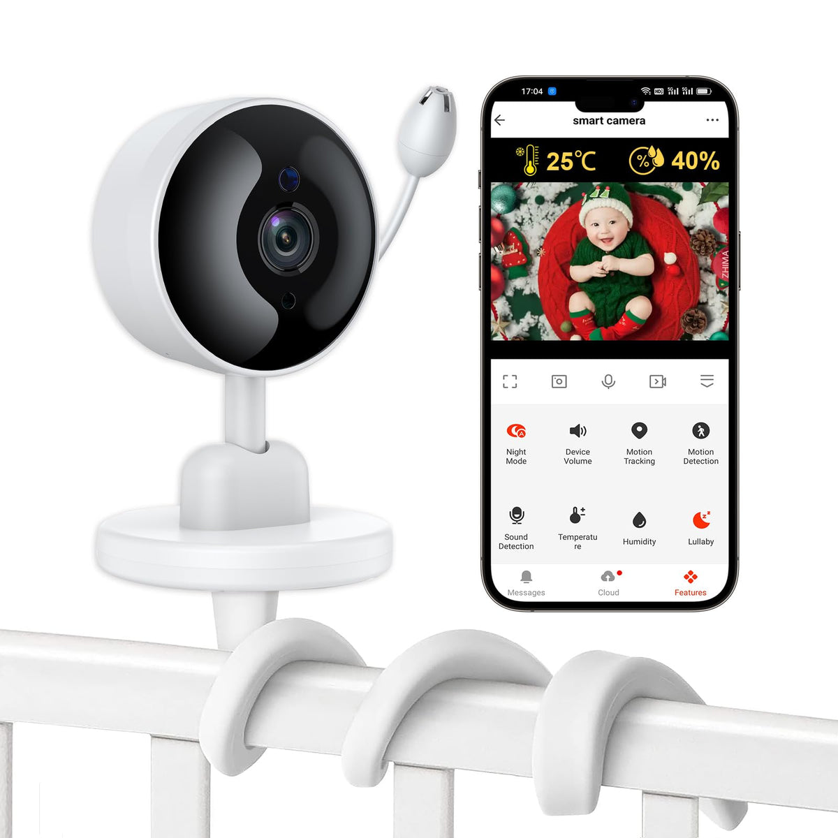 FOUKWKC Tuya baby monitor 2K camera captures clear daytime footage.