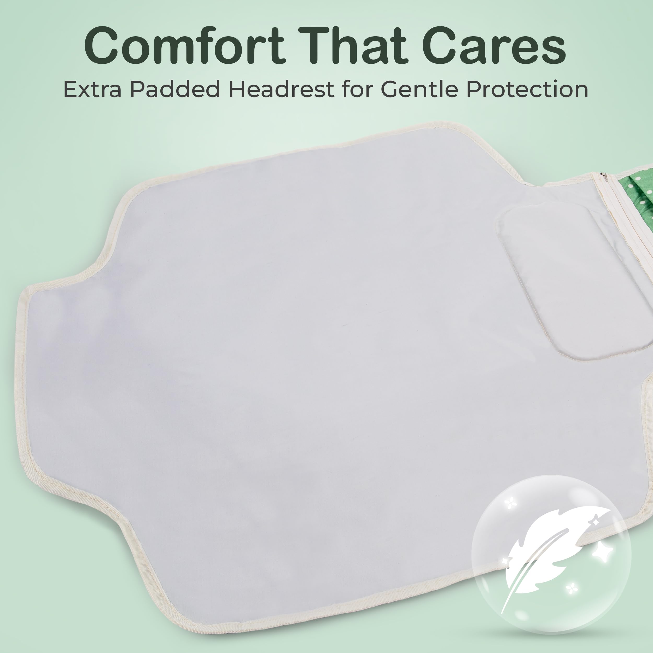 Four Cuddles portable changing pad stows neatly in a travel bag for quick diaper changes.