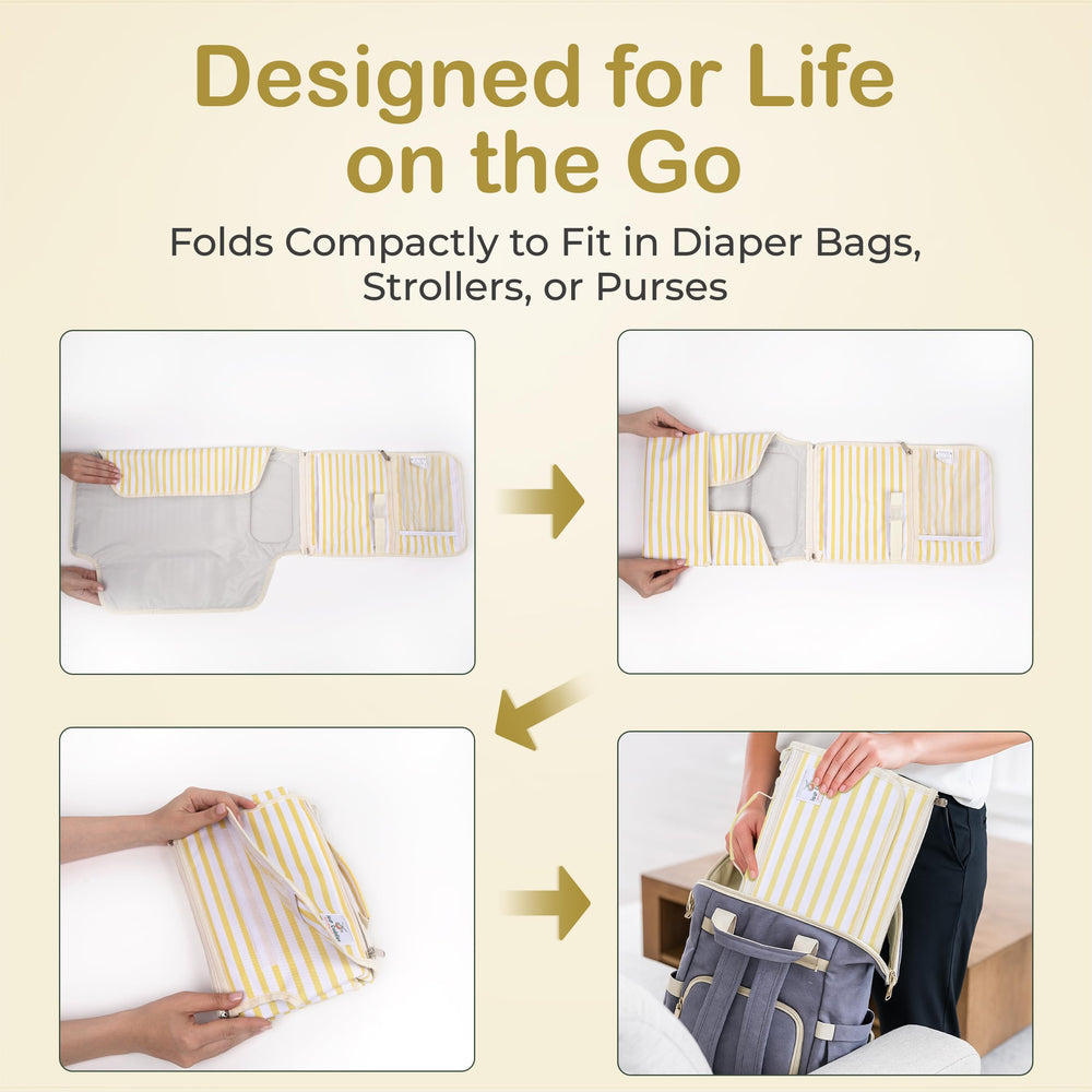 Four Cuddles portable diaper changing pad waterproof-cover keeps surfaces clean.