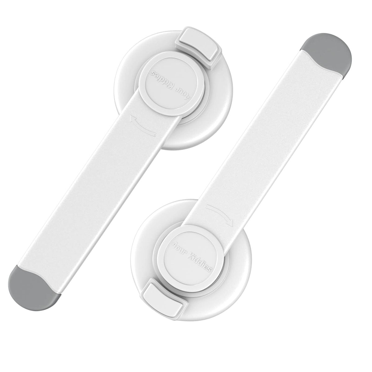 4our Kiddies baby toilet lock 2-pack packaging demonstrates universal fit for most toilets
