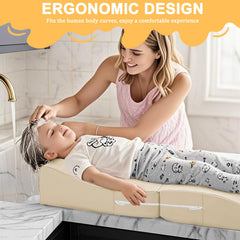 FOUXTEL ergonomic shampoo mat with neck-support supports child during washing