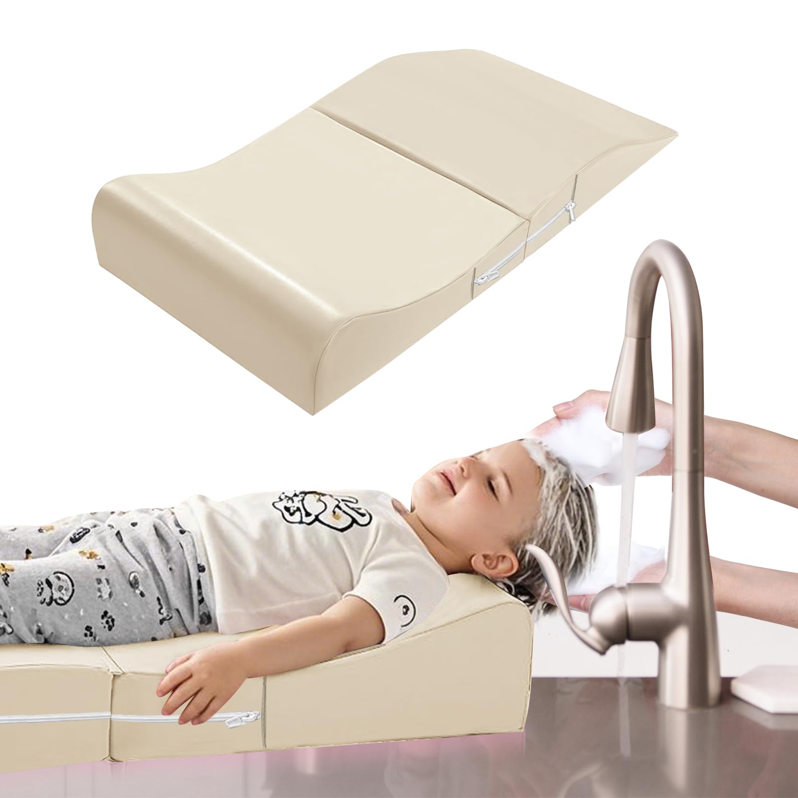 FOUXTEL extra-large station at sink for kids, beige, comfortable bath time
