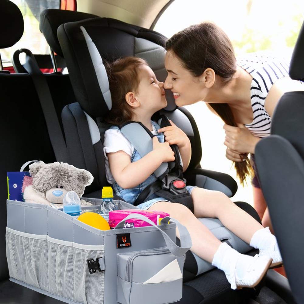 FoxBox easy-to-reach car organizer front-seat layout for quick access.
