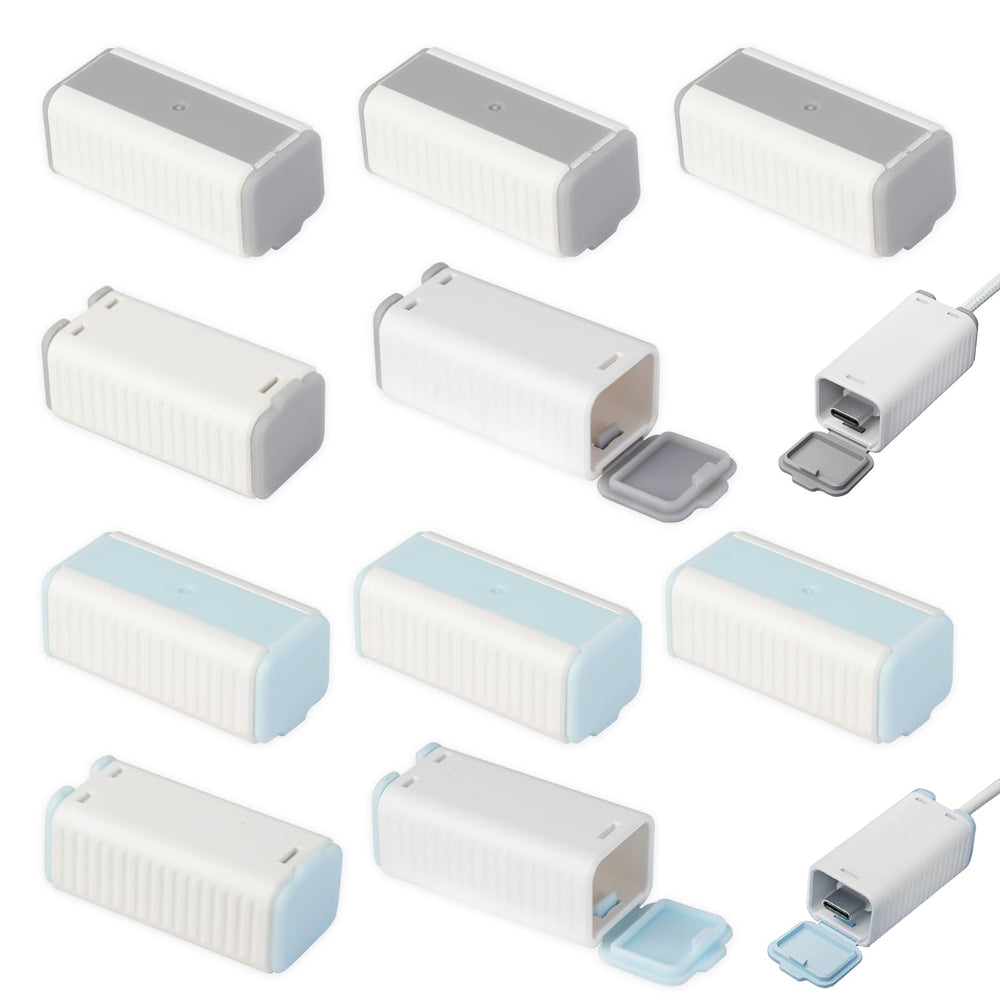 Foycow charger cover showing universal compatibility for multiple USB cable types, safer charging.