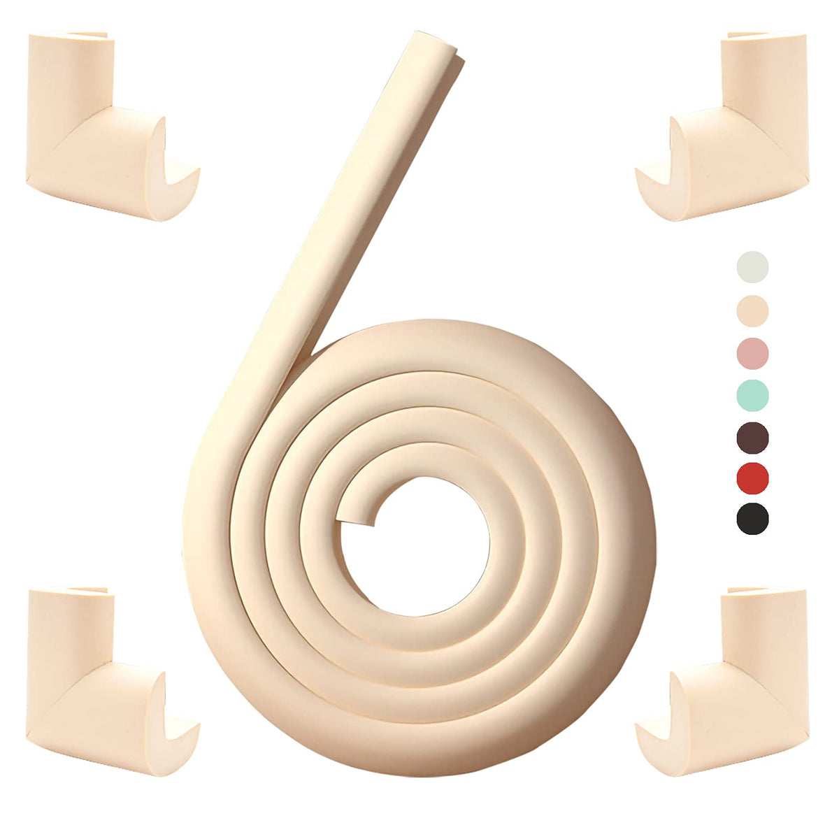 Fozobaiy beige 4-corner protectors prevent bumps on furniture edges.