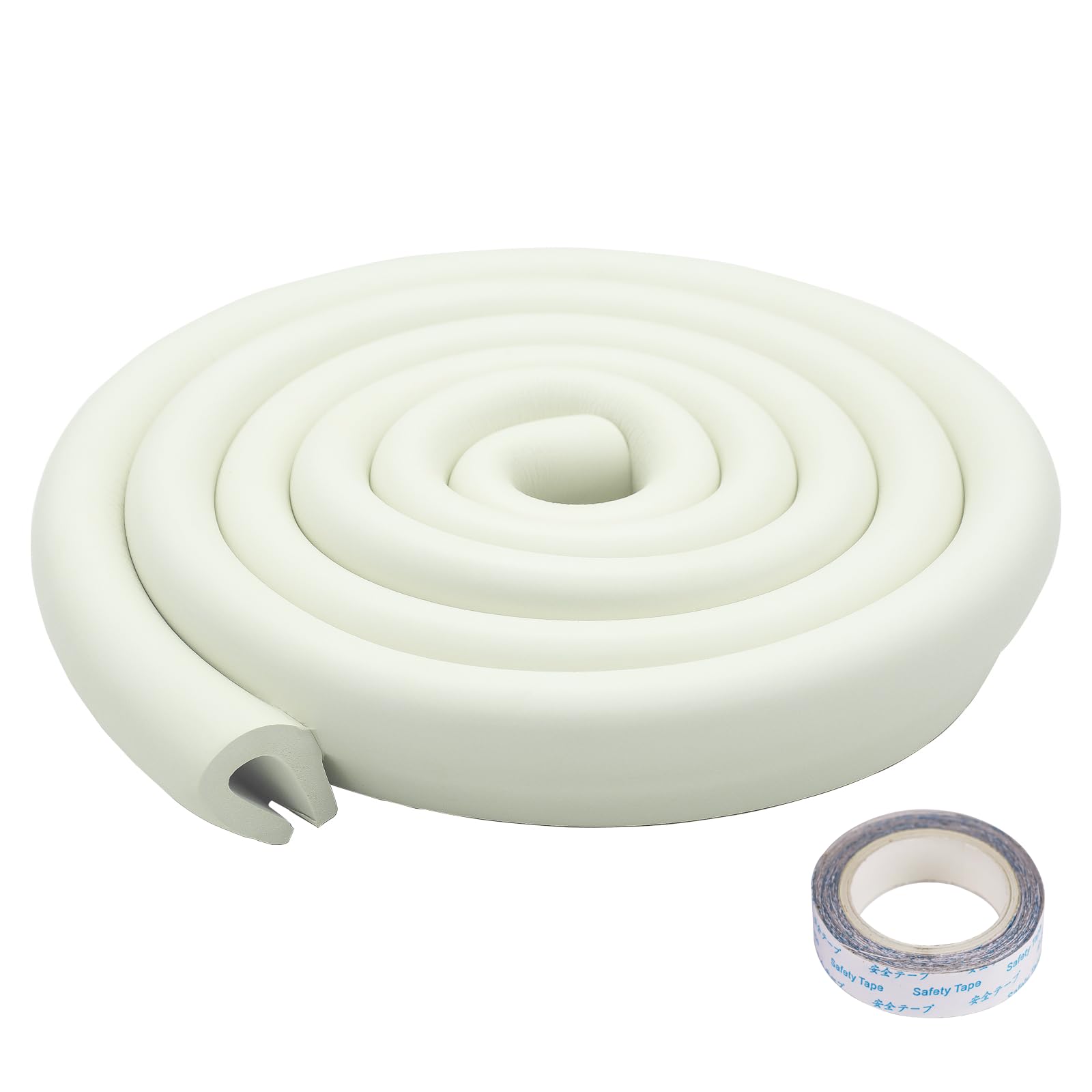Fozobaiy U Shape Edge Protectors closeup milky white cushion for child-safe corners.