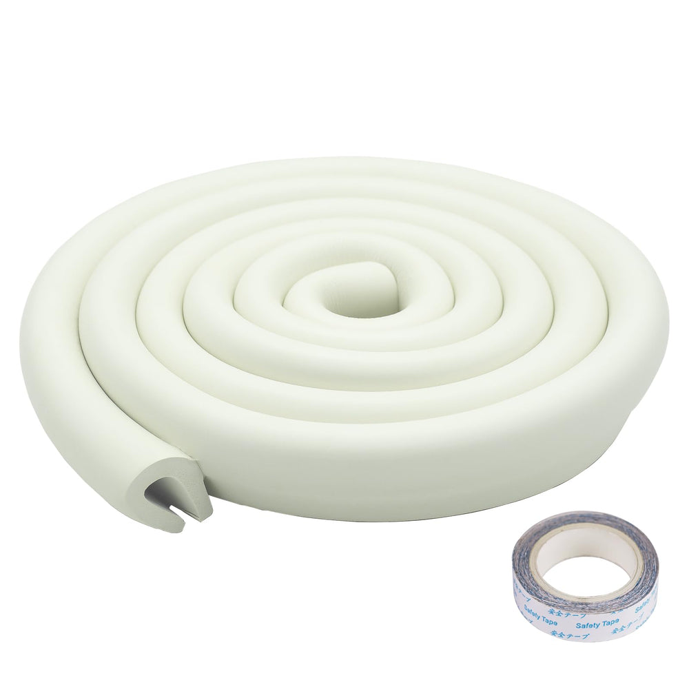 Fozobaiy U Shape Edge Protectors closeup milky white cushion for child-safe corners.