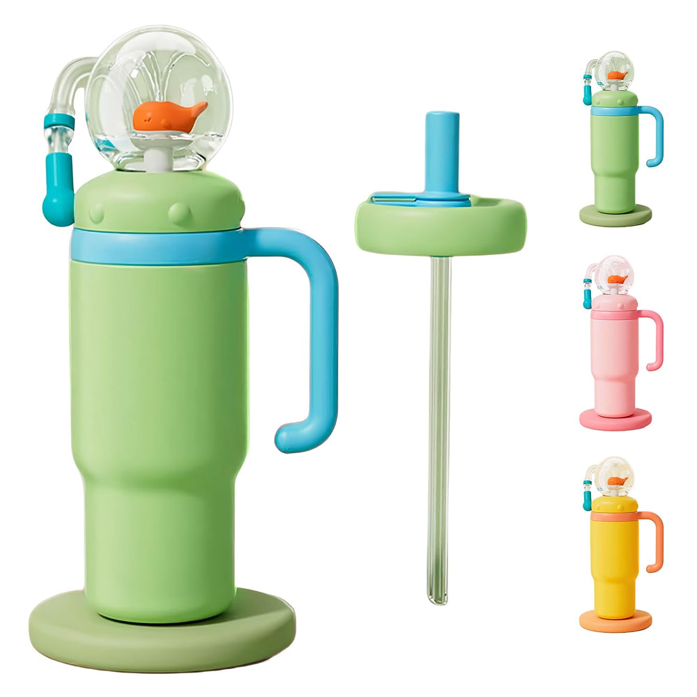 FRAGRANTGARDEN whale water bottle with handle for easy school and travel hydration