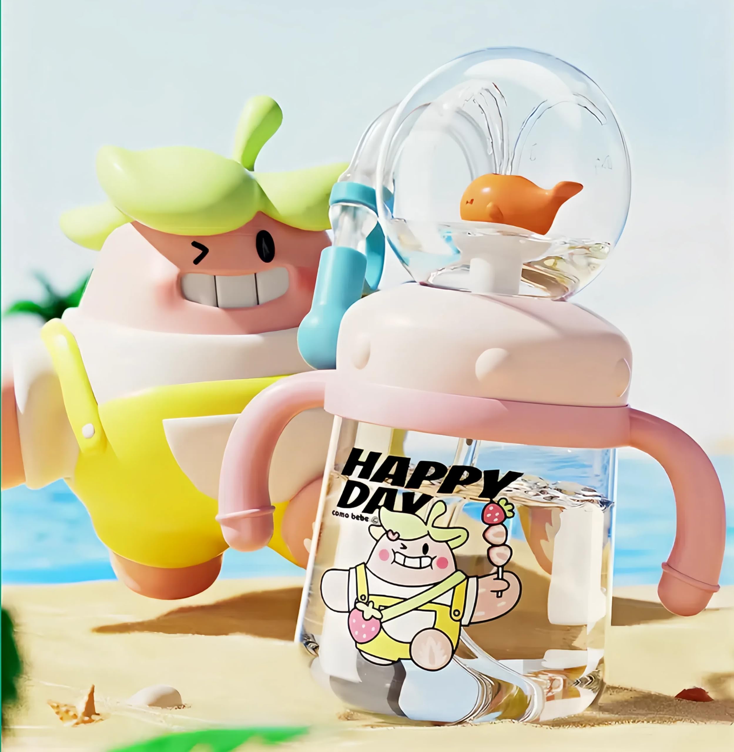 FRAGRANTGARDEN whale-water-cup silicone-soft-tip ensures comfortable sips and leak-proof design.