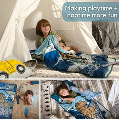 Franco Jurassic World nap mat blanket close-up highlighting soft warmth for cozy naps.