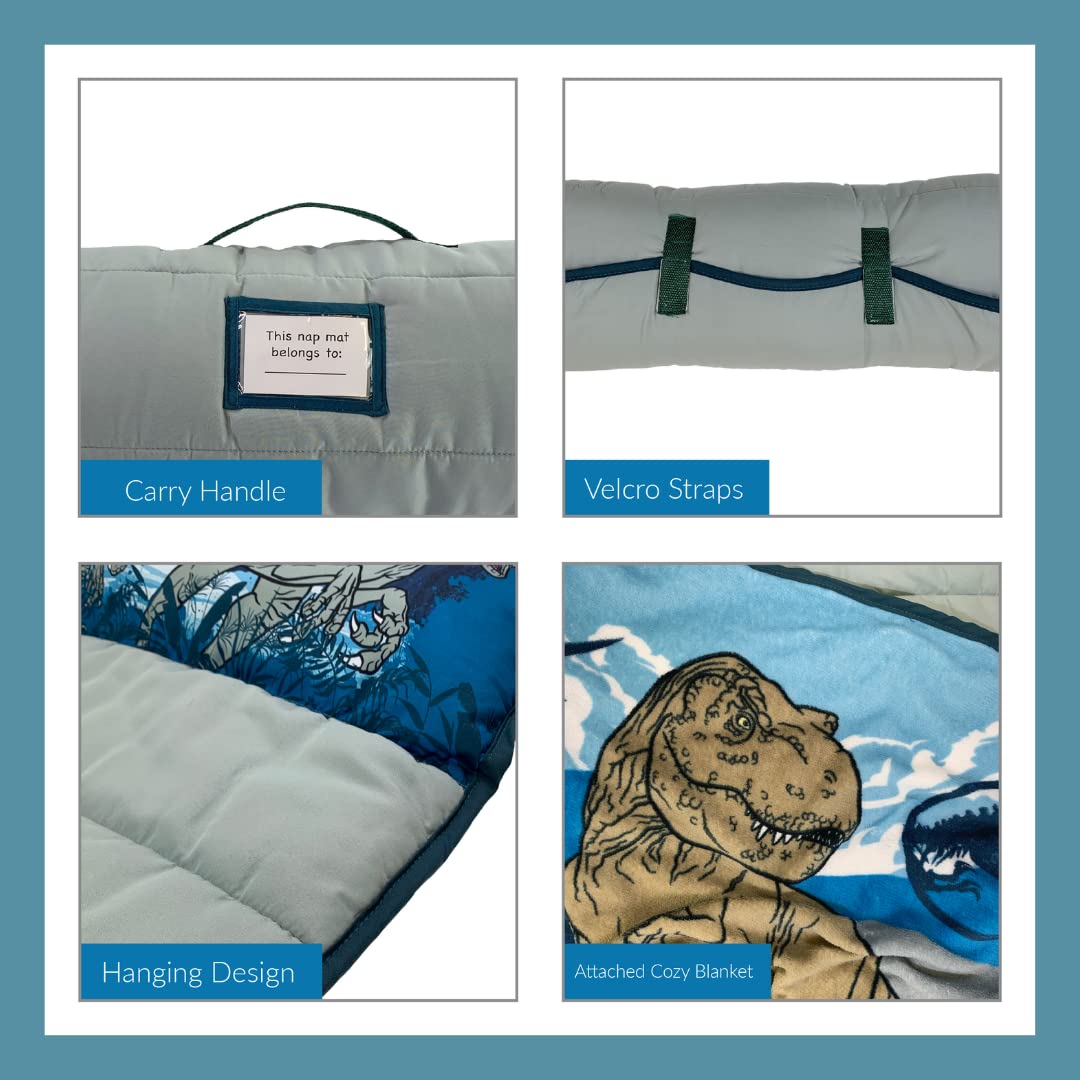 Franco Jurassic World nap mat machine-washable for quick cleanup after sessions.