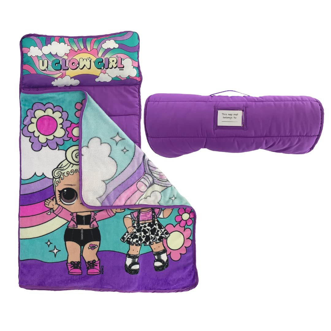 Franco LOL Surprise nap mat fold view shows compact roll-ready design for travel.