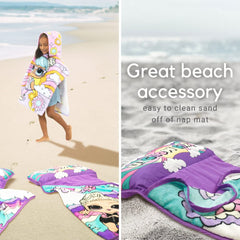 Franco LOL Surprise nap mat pattern with dolls adds playful design for kiddos.