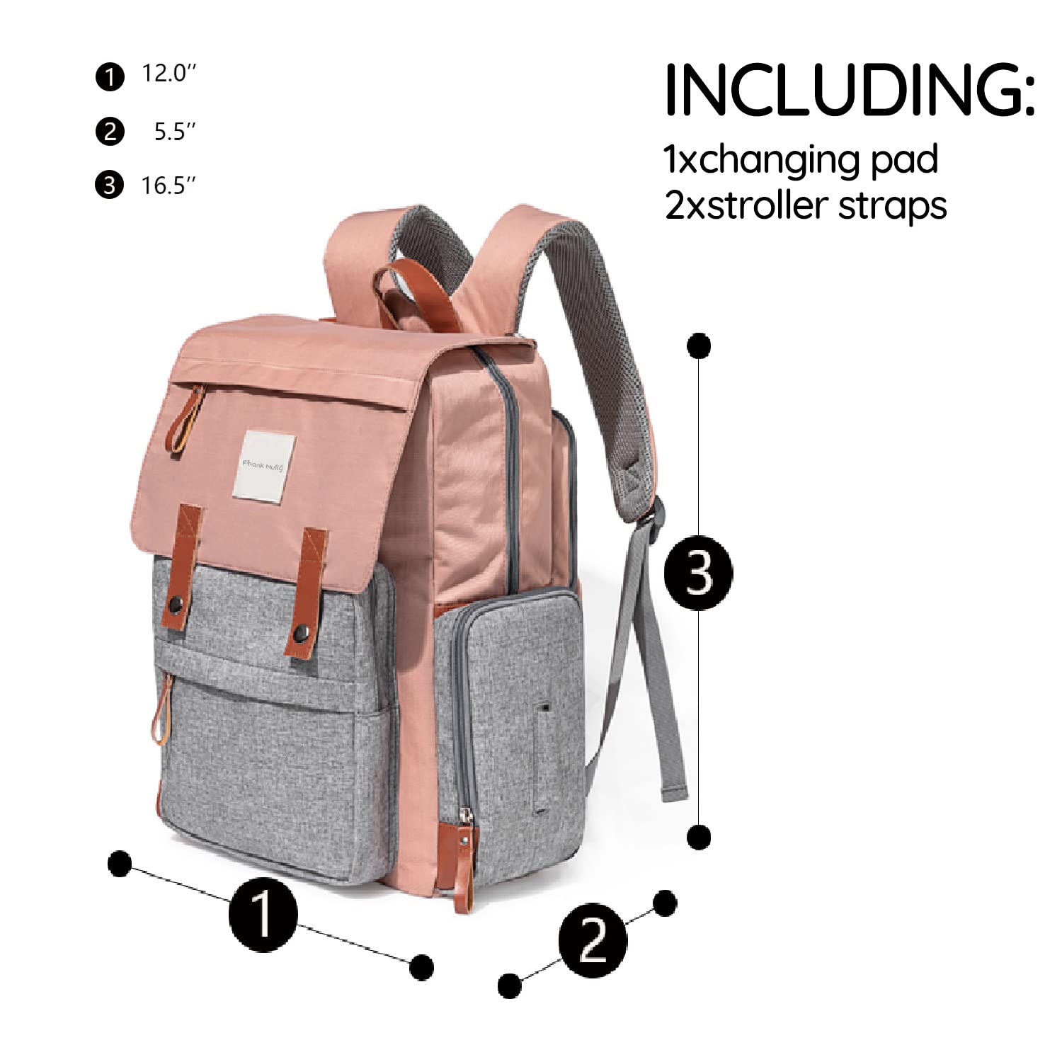 Frank Mully diaper bag backpack gift-ready packaging for new parents.