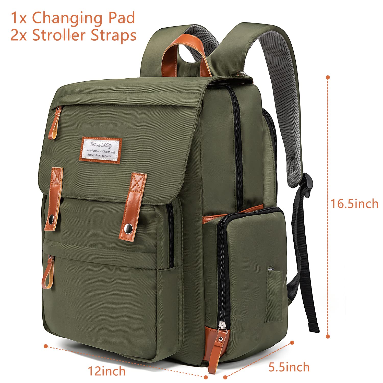 Frank Mully diaper bag padded laptop pocket supports quick work on the go.