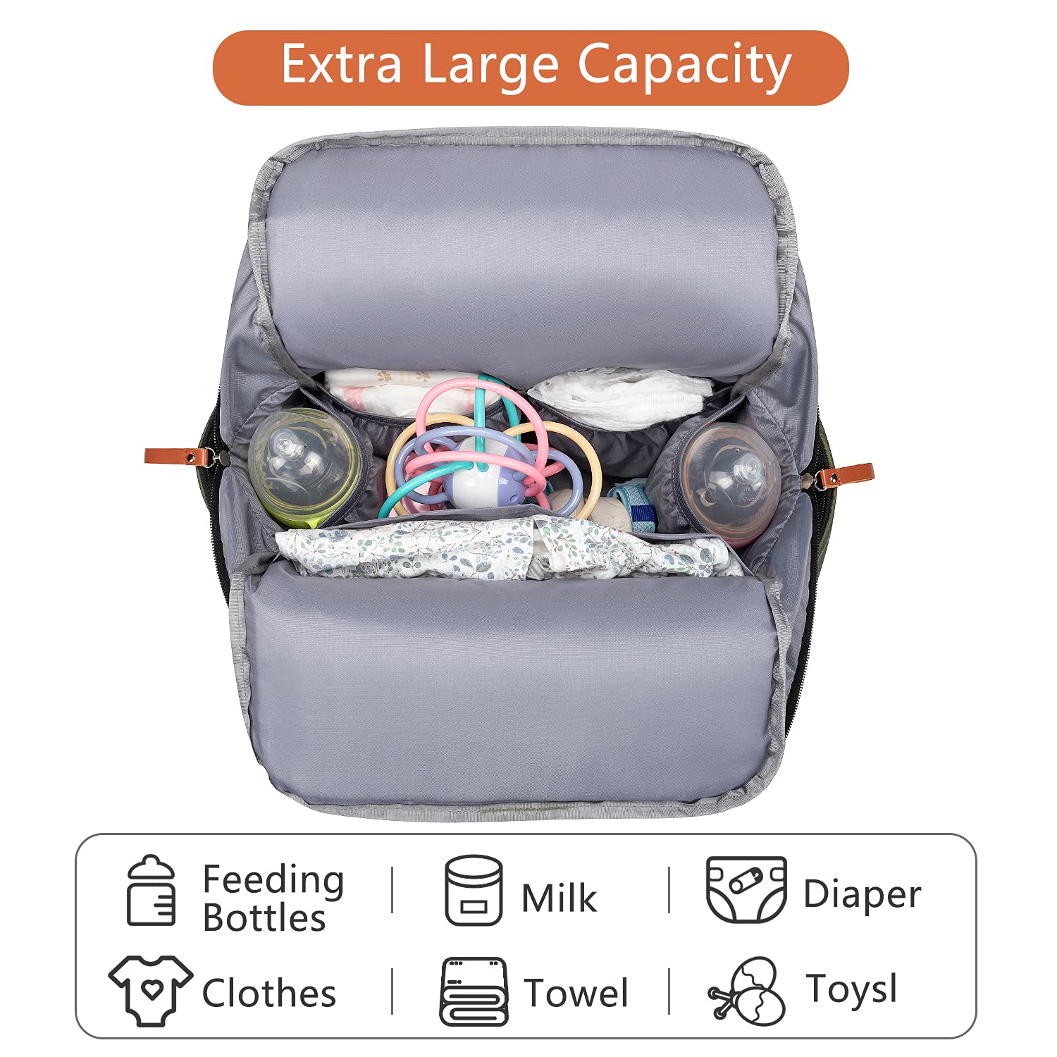 Frank Mully diaper bag stroller straps keep bag secure while you stroll.