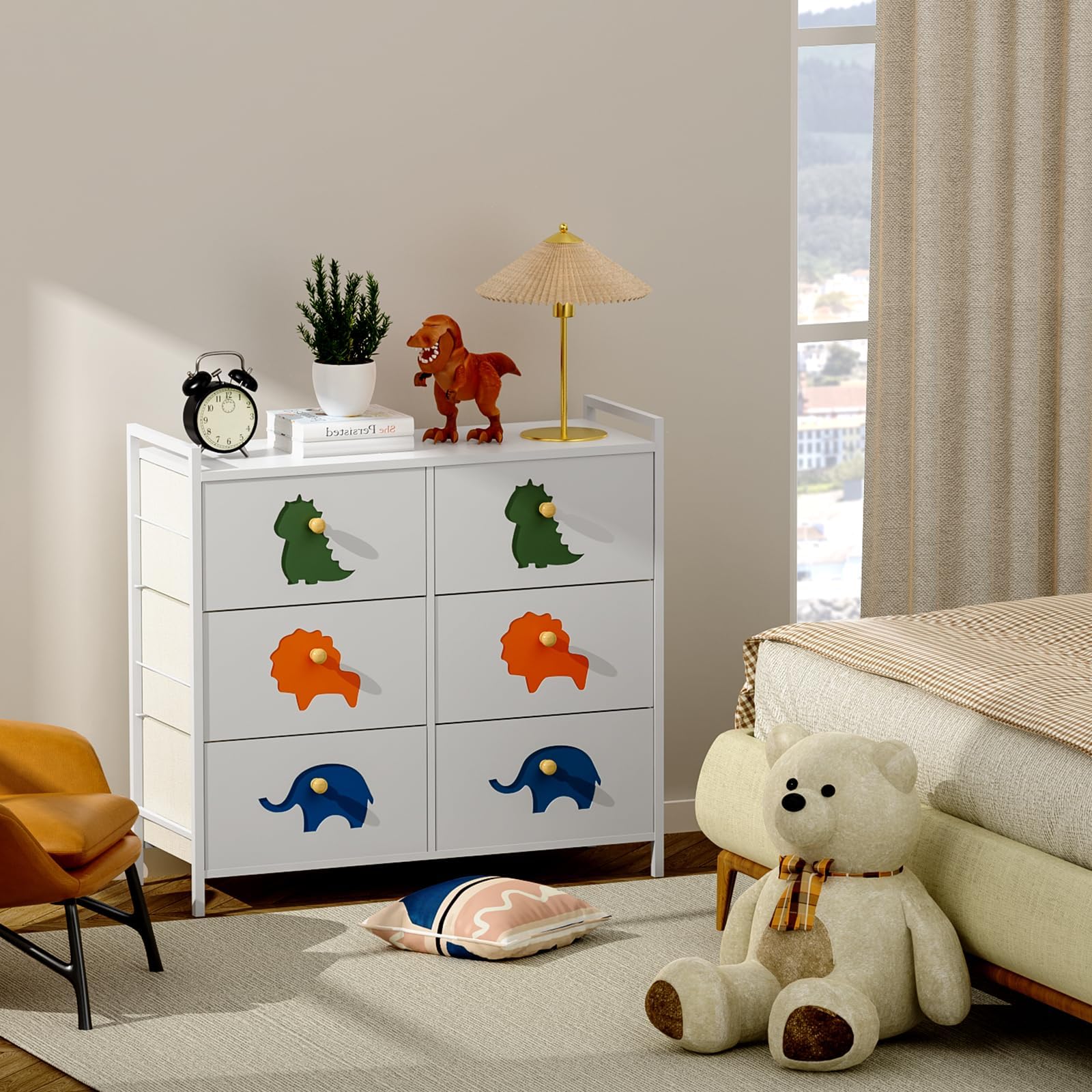 FRAPOW Kids Dresser anti-tipping feature shown for safer setup.
