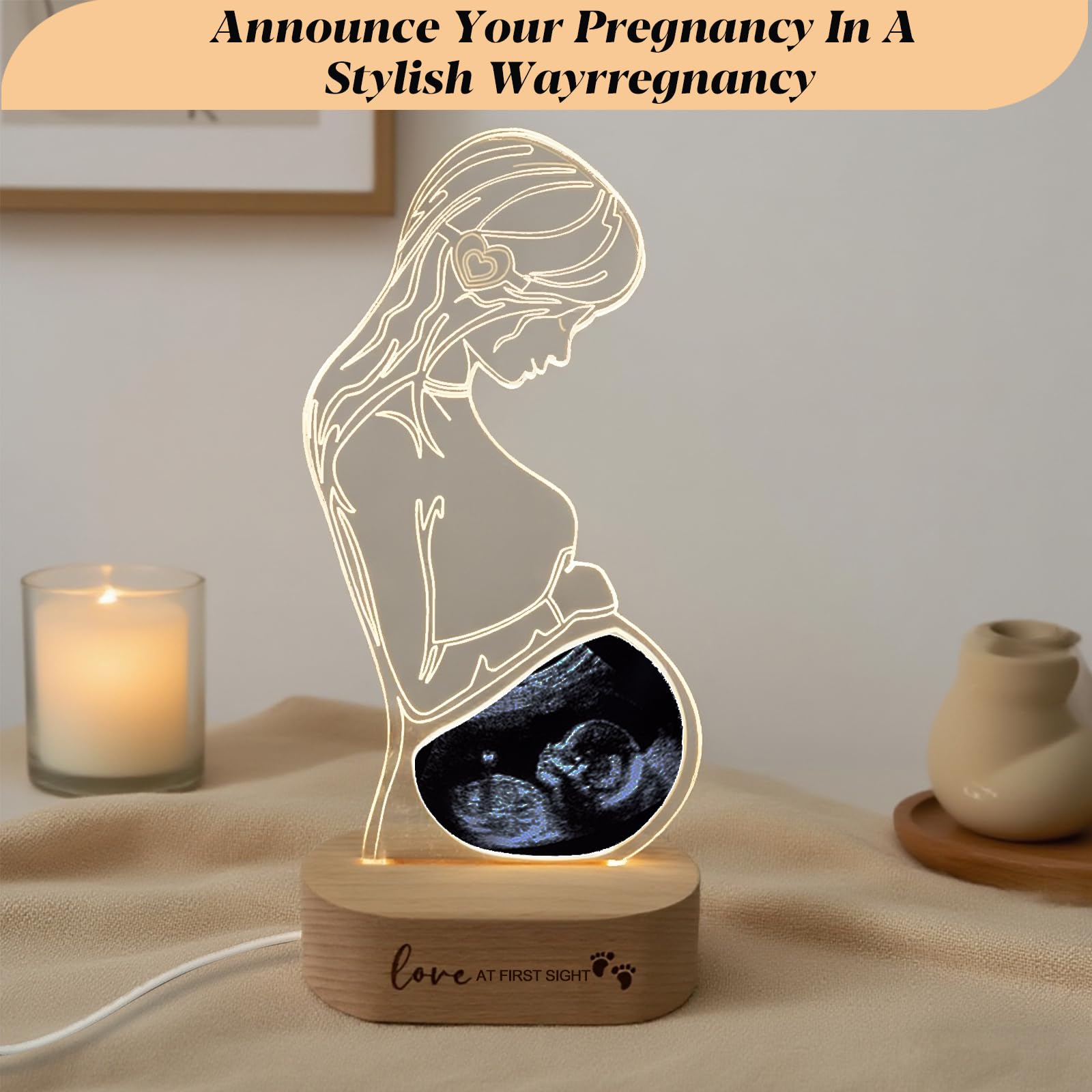 Frddiud ultrasound frame night light powered by USB provides soft glow for bedside routines.