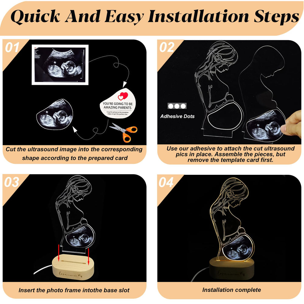 Frddiud ultrasound frame photo display showcases first photo with elegant lighting for new-mom memories.