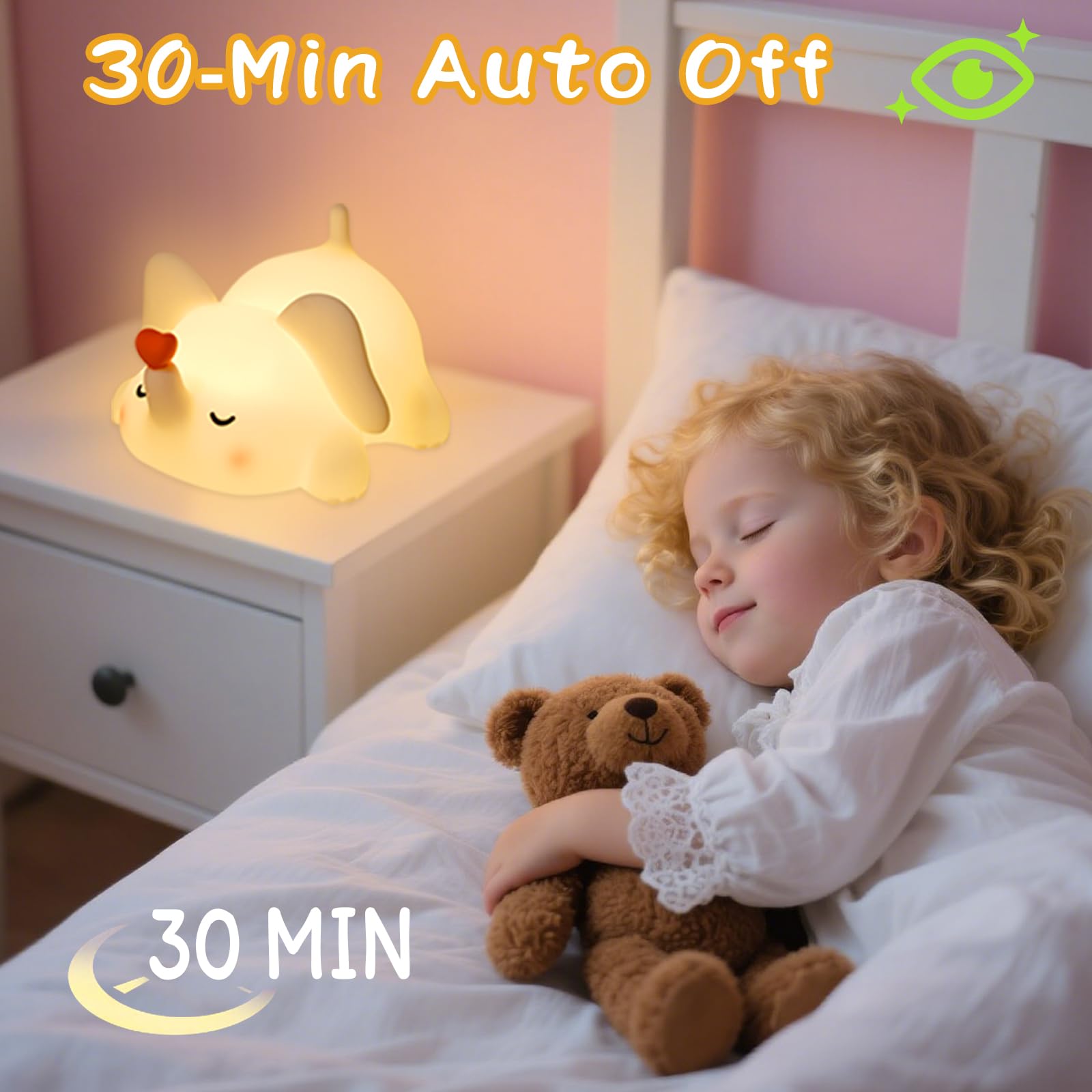 FRDEV Elephant night light offers 3-level dimming to suit moments.