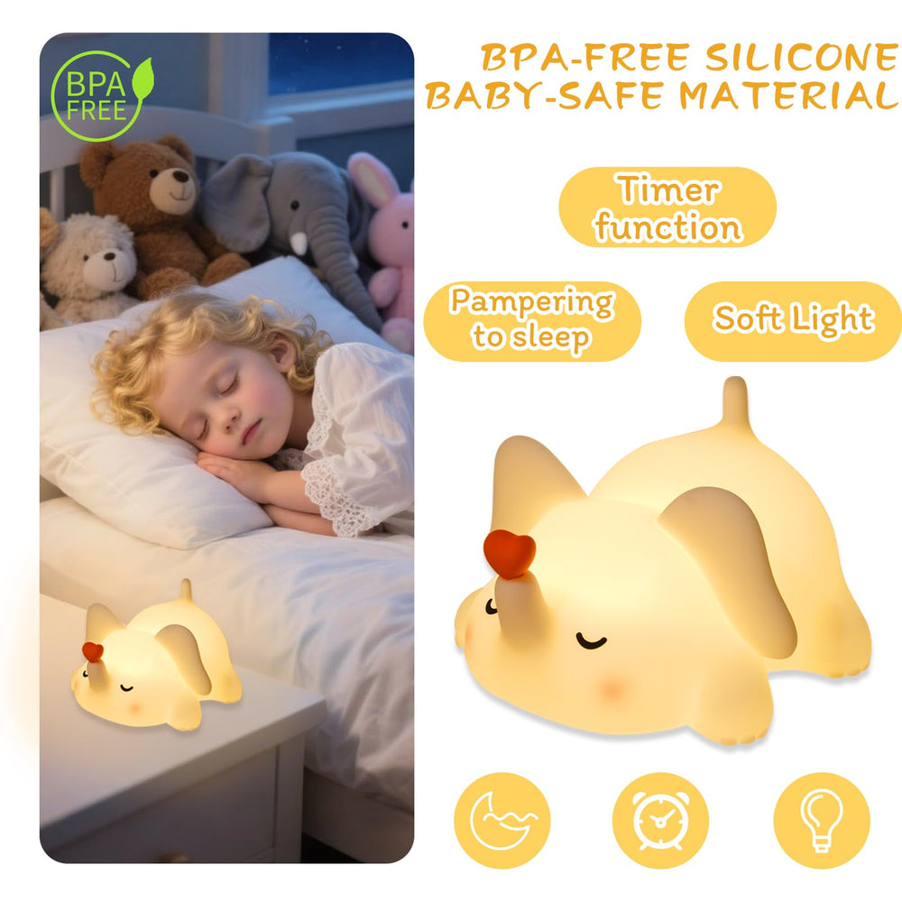 FRDEV Elephant night light is portable and USB rechargeable for travel.