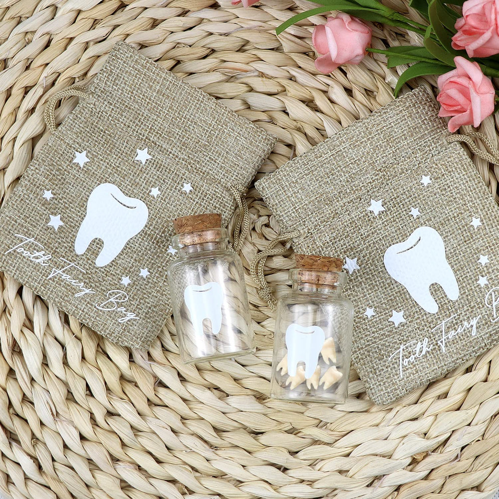 Free-Space glass bottle 20ml with tooth print — safe tooth storage for keepsakes.