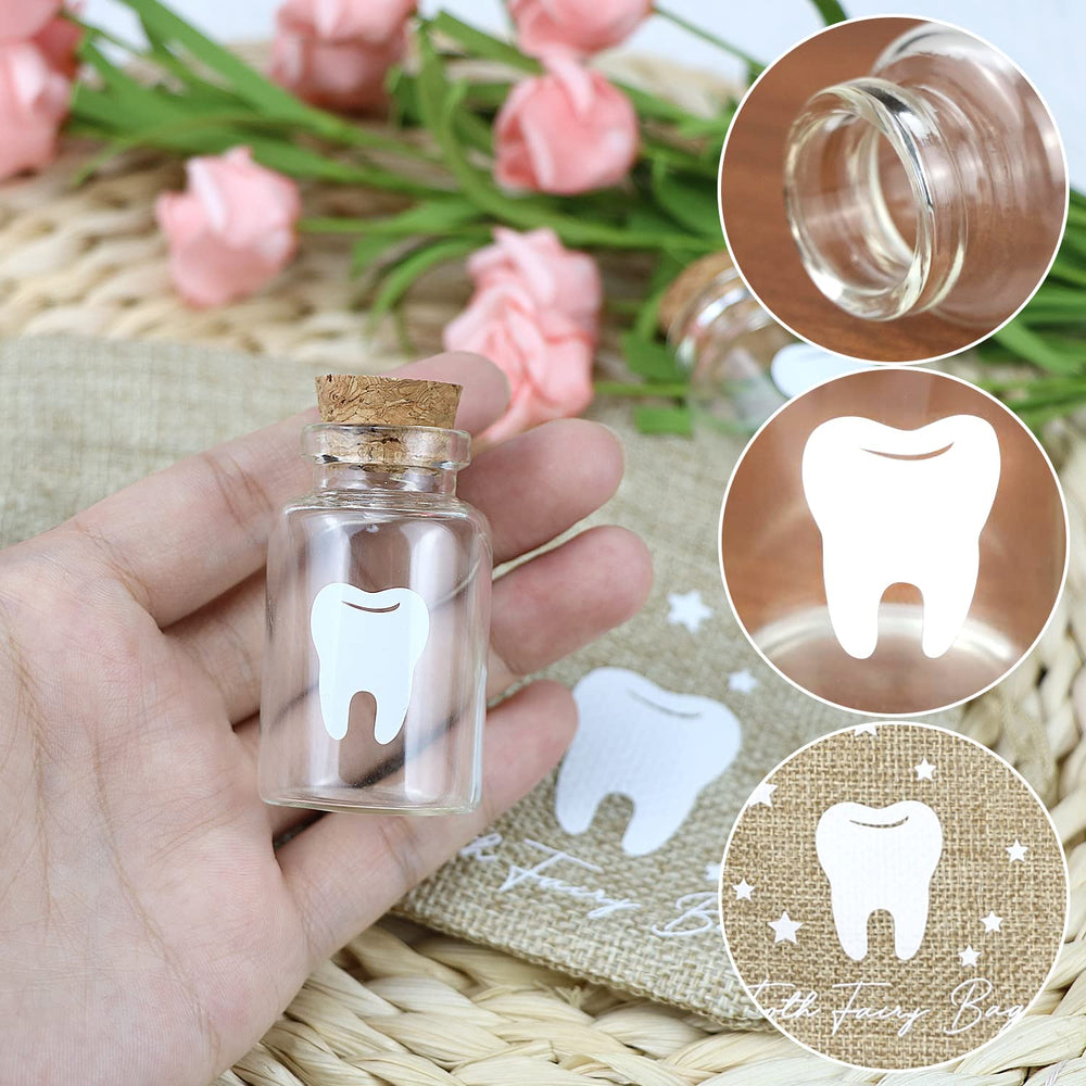 Free-Space tooth fairy bag with glass bottles — organized keepsakes for every lost tooth.