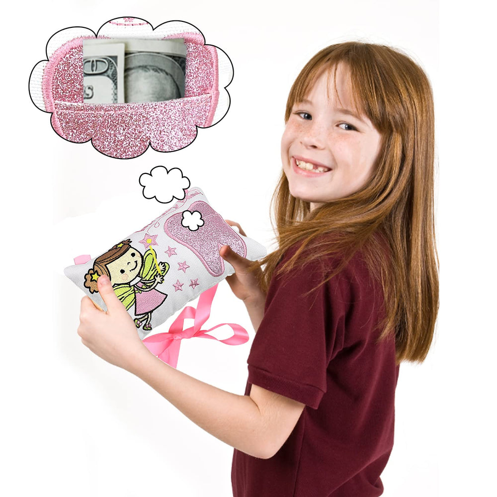 free-space Tooth Fairy Pillow canvas-material emphasizes durable soft fabric for long-lasting keepsakes