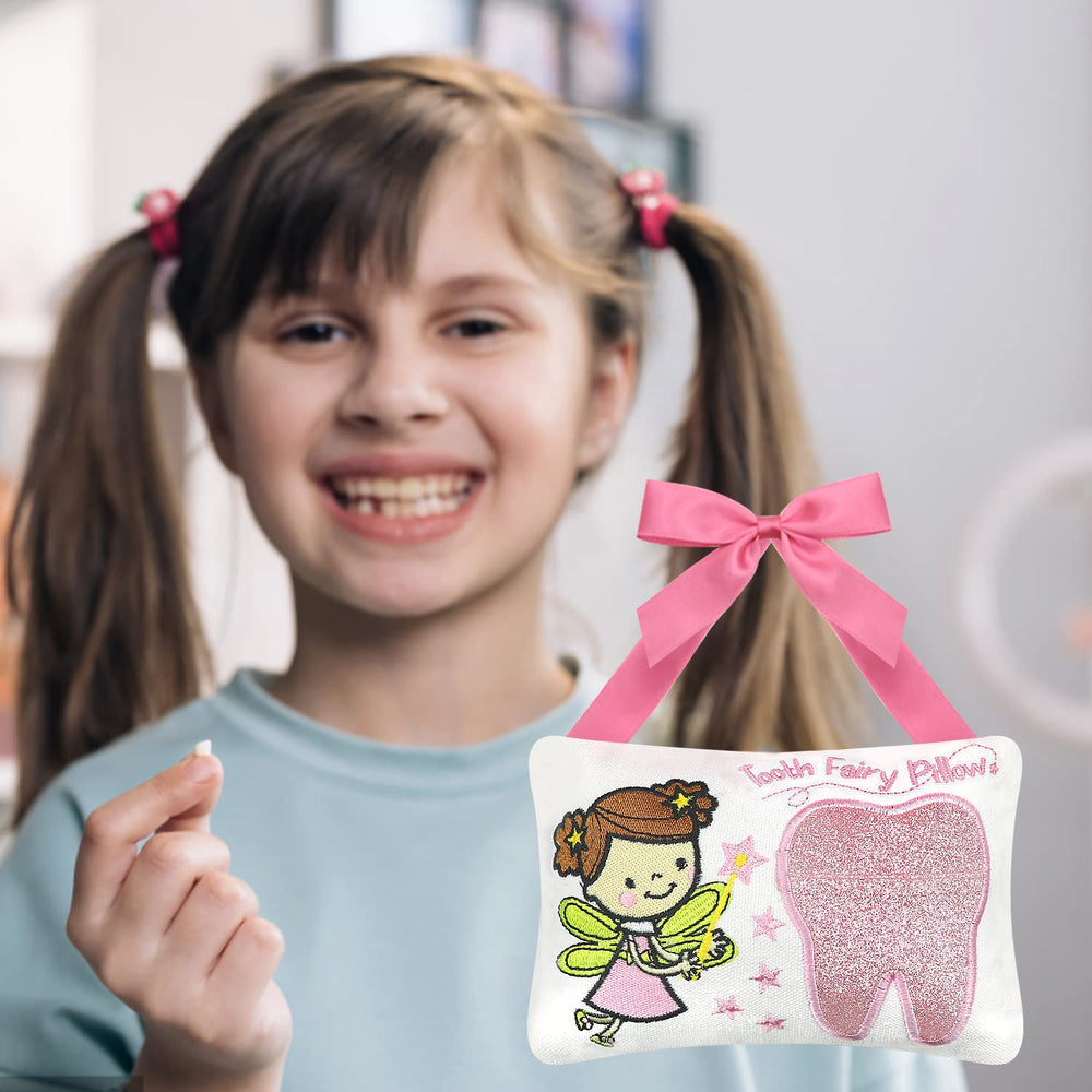 free-space Tooth Fairy Pillow ribbon-hang demonstrates a convenient place to display after bedtime