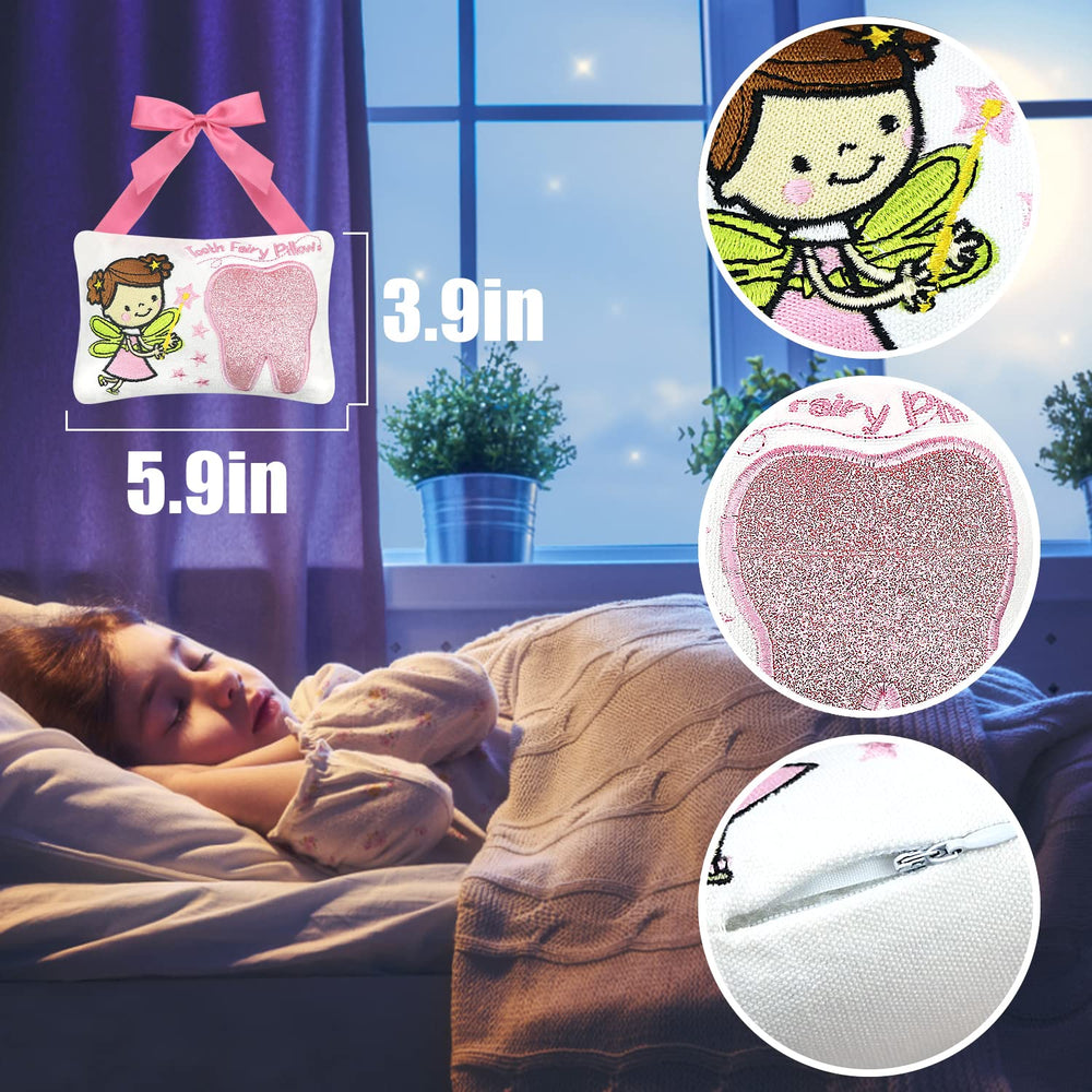 free-space Tooth Fairy Pillow size-6in highlights compact kid-friendly dimensions for cozy bedtime rituals
