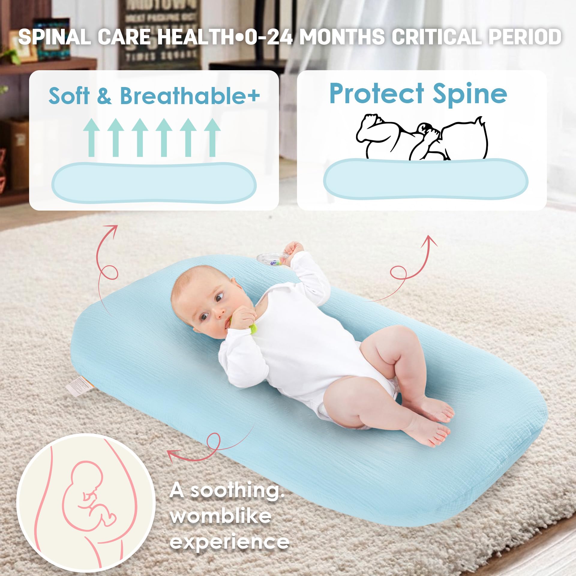 Freejoy baby lounger-in-use-baby-playtime captures supervised awake moments