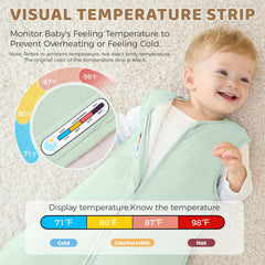 Freejoy Supersoft sleepsack temperature strip shows warmth cues for baby nights.