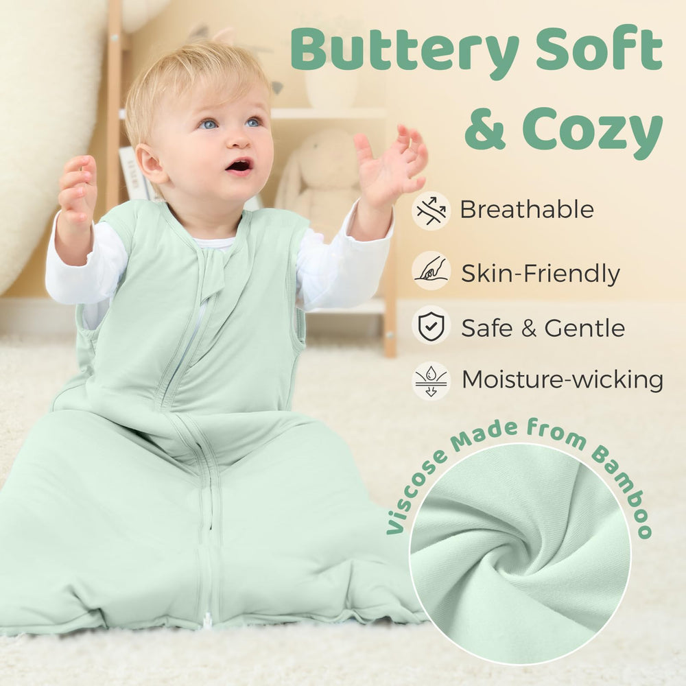 Freejoy toddler sleeping bag color-temperature strip helps you gauge comfort in real time.