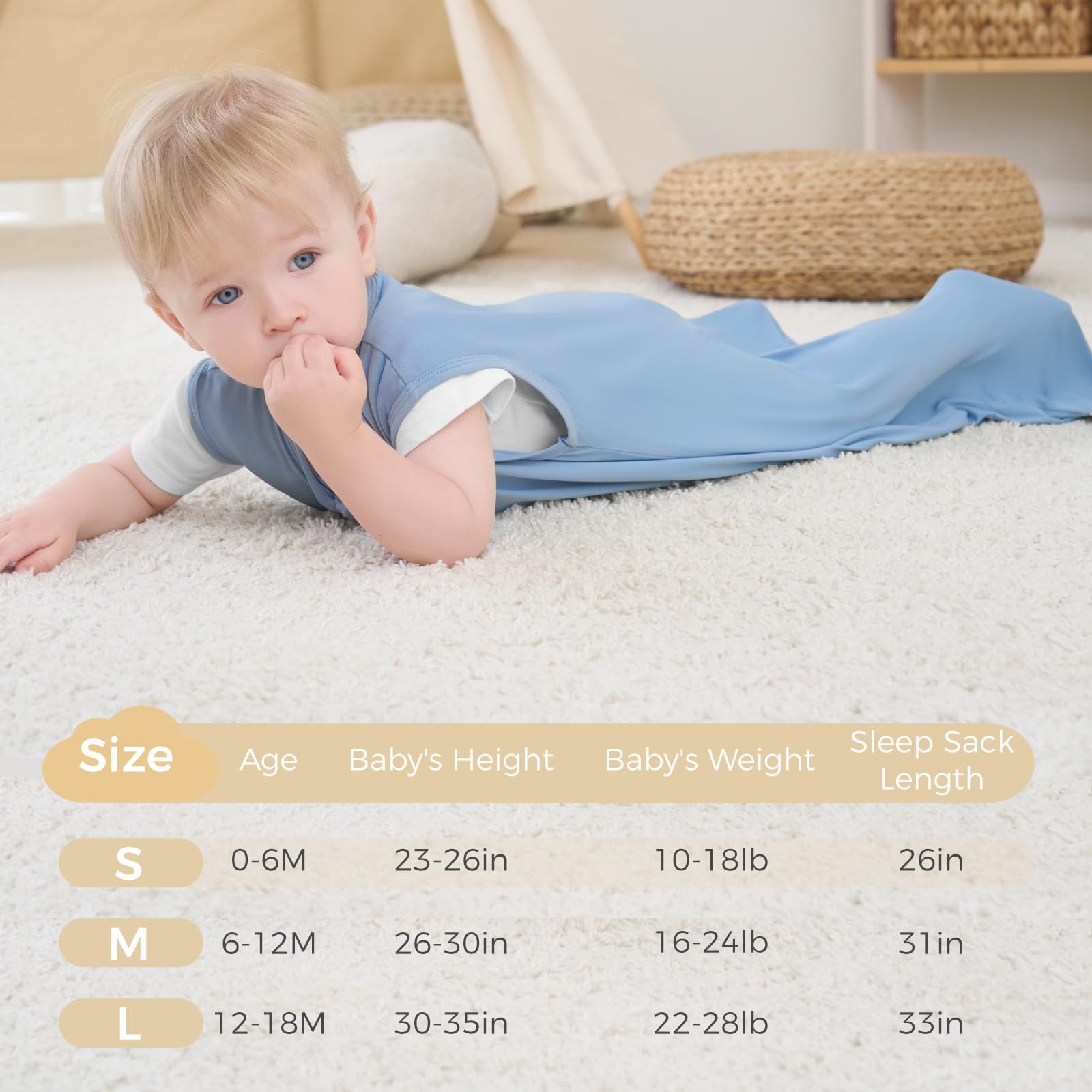 Freelooper sleep sack's roomy leg area supports natural movement for babies.