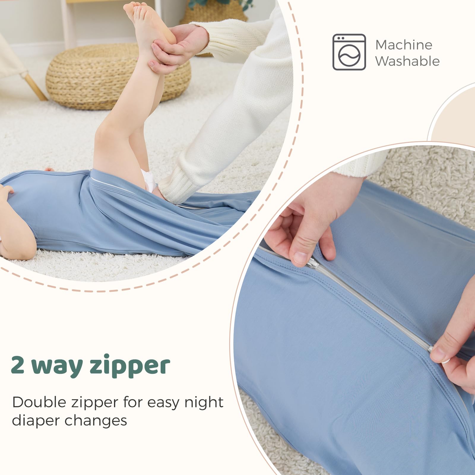 Freelooper bamboo viscose sleep sack is machine washable for easy care.