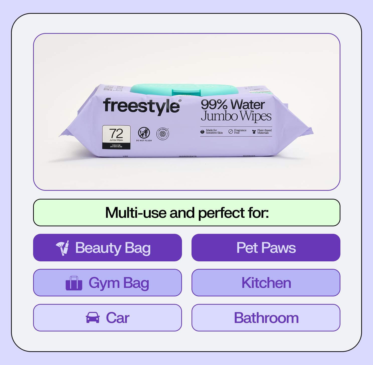 Freestyle Soft Jumbo Baby Wipes 72 wipes per pack for on-the-go care